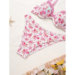 Conjunto de Bikini de 2 Piezas Estilo Simple y Dulce, Trajes de Baño Sexys para Mujer, Spandex/Poliéster de Secado Rápido, Sujetador Push-Up con Tirantes en V - Product Image 3