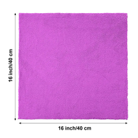 Serviette en microfibre sans bords 500 GSM antimicrobienne à séchage rapide, absorbante, pour le nettoyage automobile, couleur violette