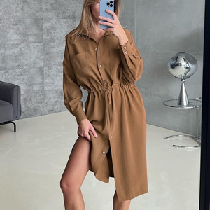 Abiti Vintage a manica lunga personalizzati dei produttori di <span class=keywords><strong>abbigliamento</strong></span> 2023 abiti alla moda con <span class=keywords><strong>motivi</strong></span> solidi - Product Image 3