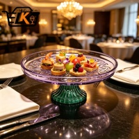 Présentoir à gâteaux vintage en verre gaufré, plateau à dessert et fruits sur pied, bicolore, pour mariages, fêtes et hôtels