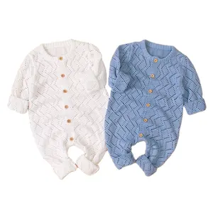 Mimixiong Custom Wholesale Cheap Baby Clothes Newborn Baby Breathable Grid Knitted Romper For Girl Boy