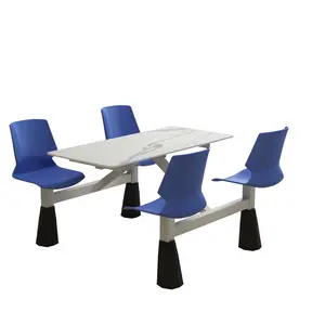 Muebles de comedor escolar de lujo resistentes, bonitos juegos de mesa y sillas de comedor de 4 plazas para restaurante y comedor de patio de comidas