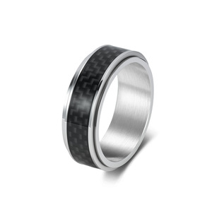 Unisex <b>titanium</b> steel and carbon fiber inlaid rotating <b>ring</b>, street style, niche and high-end, couple <b>rings</b>. - Product Image 5