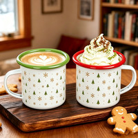 Tasse à café en émail de porcelaine blanche personnalisée avec logo, pour enfants, pour chocolat chaud et crème glacée, idéale pour les fêtes de Noël et la promotion