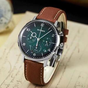 El popular reloj de cuarzo para hombre de la serie Zipper con fase lunar multifuncional presenta una correa de cuero de lujo para negocios. - Product Image 2