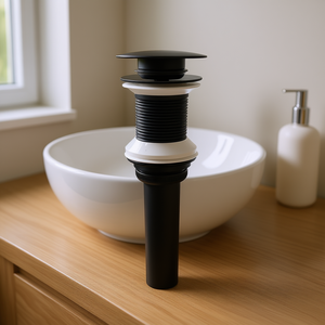 Bonde de vidange pop-up pour lavabo de salle de bain 2,8 pouces noir mat design moderne avec raccord fileté - Product Image 2