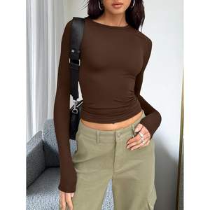 Custom 2025 Fall Fashion Queen <b>Womens</b> <b>Long</b> Sleeve Crop <b>Tops</b> Basic Outfits Going Out with Y2K Style Active <b>Womens</b> Clothing - Product Image 2