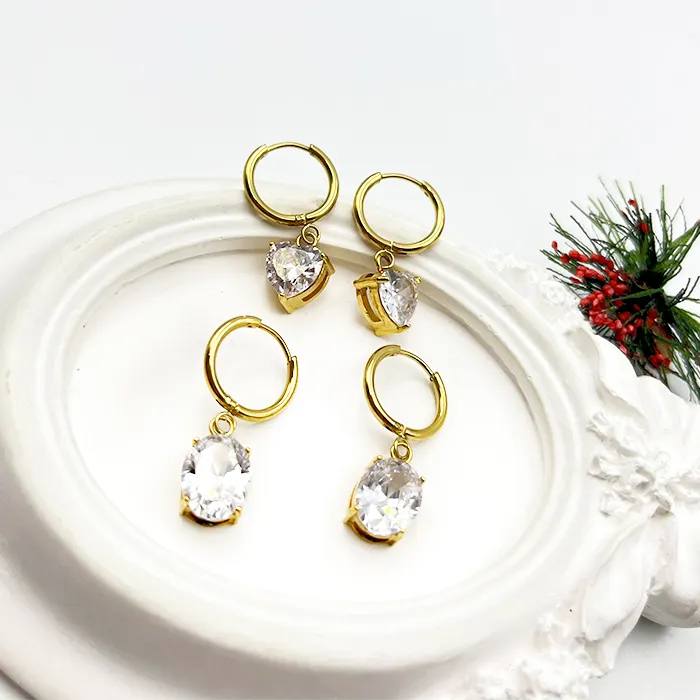 JiaFu Silver Fashion Jewelry Heart Earrings for Women Zircon Earrings Jewelry Wholesale Manufactory