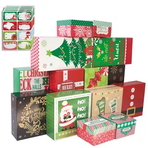 Custom Christmas Packaging Gift Boxes With Lids And 80-Count Foil Christmas Gift Tag Stickers