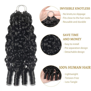 Extensioni per <span class=keywords><strong>capelli</strong></span> ricci in piuma, all'uncinetto, con nodi invisibili, per trecce, <span class=keywords><strong>capelli</strong></span> umani ricci birmani, stile Boho - Product Image 5