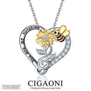Collar de Girasol 'You Are My Sunshine' para <span class=keywords><strong>Hija</strong></span>, Mamá, con Colgante de Corazón y Abeja, Joyería Encantadora, Regalo para Ella en Cumpleaños o Aniversario - Product Image 1