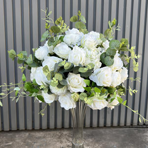 Arreglo Floral de Rosas Grandes de 50 cm, 60 cm, 70 cm, 80 cm, Centros de Mesa para Bodas, Bola de Flores Artificiales de Seda Blanca - Product Image 5