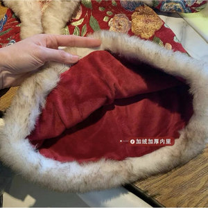 Traditional Chinese Winter Thickened Red Cheongsam Dress For Girls New Year Celebration With Fur Trim - Product Image 4