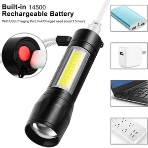 Hot Selling Waterproof Rechargeable Camping Pocket Tactical COB Work Torch Light Led Mini Flashlight