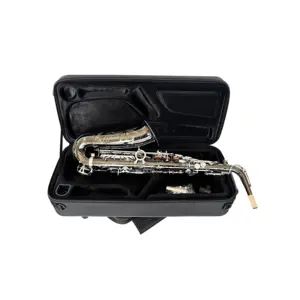 Saxofone de prata, chaves de corpo de níquel preto profissional oem alto saxofone jyas102dbns