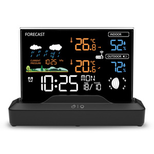 Acheter Station météo WiFi couleur multifonctionnelle, contrôle par application, moniteur météo intelligent, température intérieure et extérieure, humidité, vent barométrique