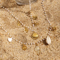 Mode été plaqué or polyvalent attrayant bijoux en acier inoxydable coquille conque pendentif colliers