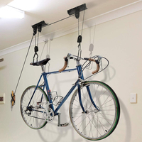 JH-Mech 12FT Hauteur Installation Facile Arrière 2 Cintres de Vélo pour Garage Rangement de Vélo en Acier Ascenseur Palan à Vélo