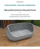 Conjunto de Sofá de Jardín Moderno de 5 Plazas, con Estructura de Aluminio con Recubrimiento en Polvo y Mimbre, Cojines Impermeables, Muebles para Interiores y Exteriores