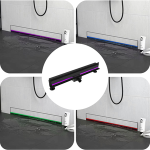 Drenaje de Pared Moderno de Acero Inoxidable con Luz LED, Rejilla Lineal para Ducha con Inserto para Azulejos - Product Image 6