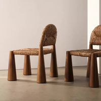 Nordique rétro vigne herbe tissage salle à manger chaise Designer Style loisirs dossier chaise maison bois salle à manger chaise