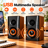 Haut-parleurs multimédias alimentés par USB pour PC, ordinateur portable, ordinateur de bureau, haut-parleur stéréo avec prise audio 3,5 mm, design en bois