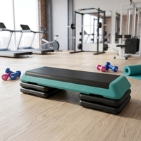 Plataforma de Step Aeróbico con Altura Ajustable, Superficie Texturizada Antideslizante, Bloques Elevadores para Ejercicios en Casa y Acondicionamiento Físico