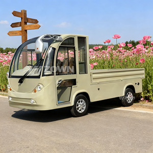 Carro Eléctrico Ligero de Servicio, Carro Plano Simple de Color Beige para Mantenimiento de Paisajes en Resorts y Parques - Product Image 3