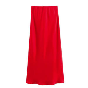 Nouvelle <span class=keywords><strong>jupe</strong></span> mi-longue multicolore en <span class=keywords><strong>satin</strong></span> de soie imprimé vintage pour femme, collection automne - Product Image 4