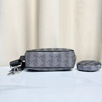 Bolso de Hombro Mini para Hombre de PU con Estampado Geométrico en L, Estilo Ejecutivo, con Bolsa Pequeña Desmontable y Estampado a Juego, para Negocios