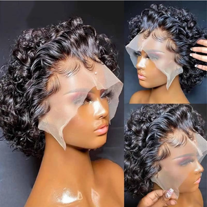 Promotion Populaire : Perruque Pixie Cut 13x1 <span class=keywords><strong>Cheveux</strong></span> Humains Courts <span class=keywords><strong>Bouclés</strong></span>, Perruque Frontale 13x4 <span class=keywords><strong>Cheveux</strong></span> Humains Naturels Brésiliens Très <span class=keywords><strong>Bouclés</strong></span> pour Femmes Noires - Product Image 3