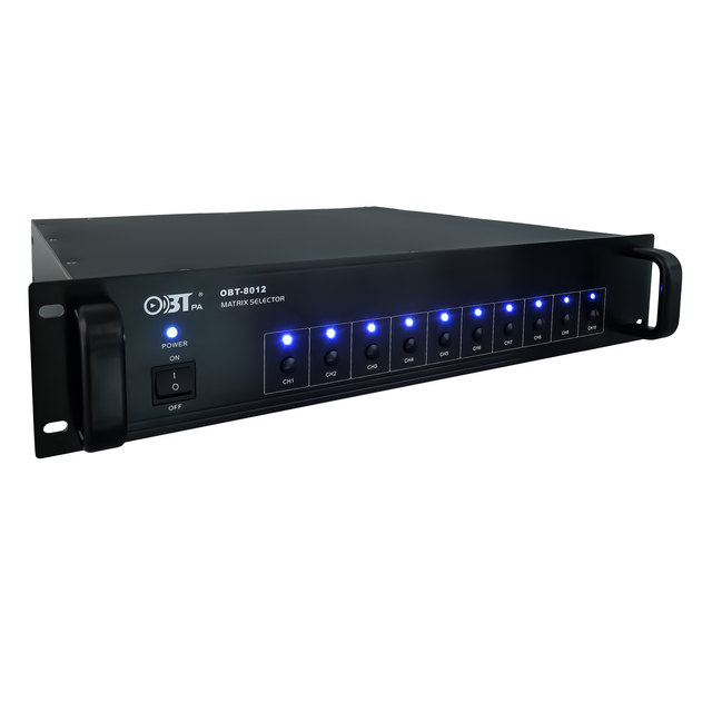 OBT-8012 PA System 10 Zones Speaker Selector with 1000W Output High Power Matrix Fire Selector