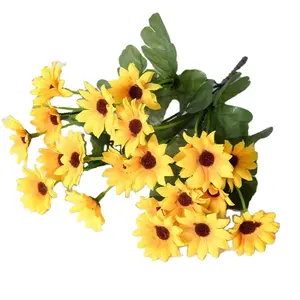 Wholesale of high-quality artificial 22 head sunflower handlebars, silk cloth, Dutch chrysanthemum, home and outdoor