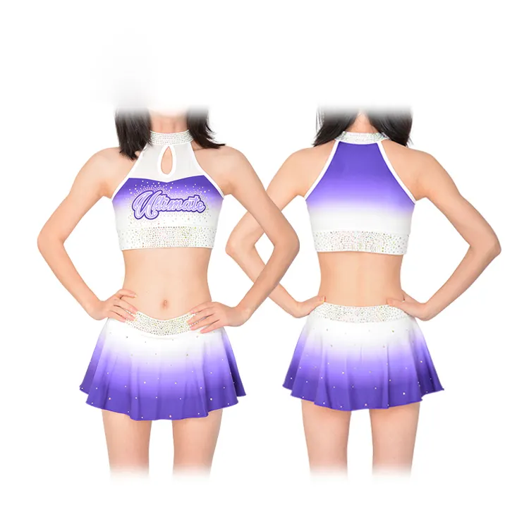 Op Maat Gemaakte Meisjes Cheerleading Uniform Lange Mouw Crop Top Cheer Outfits Groothandel Cheer Kleding Cheer Oefenkleding