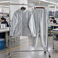Ensembles de peignoirs en polaire Sherpa doux et chauds FEIYUE RTS, teints unis, brodés, élégants, style chinois, thermiques, vente en gros directe d'usine