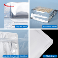 Farine de blé arachide sacs d'emballage refermables fond plat debout en aluminium plastique transparent pour la nourriture pour animaux de compagnie gelée aliments en conserve