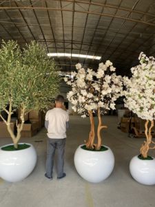 Árbol de Magnolia artificial de interior <span class=keywords><strong>blanco</strong></span> con material de madera Faux Cherry Blossom para restaurante Hotel decoración del hogar - Product Image 2