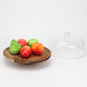 Fabricante personalizado totalmente transparente anticaída postre acrílico cúpula pastel bandeja con tapa - Product Image 6