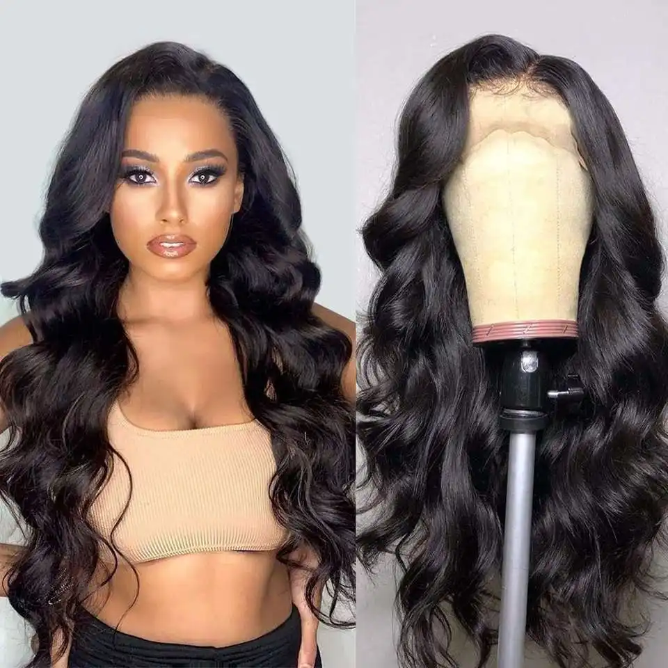 Wholesale hair vendors 12 to 30inch brazilian milk remy virgin hair natural black 13*4 HD straight lace frontal human hair wigs