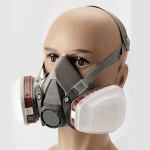 Masker <span class=keywords><strong>Gas</strong></span> 3D dengan filter ganda, masker <span class=keywords><strong>Gas</strong></span> setengah wajah silikon dapat diganti untuk tahan debu - Product Image 4