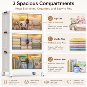 Bac de rangement pliable en PP écologique sans installation, empilable, avec roulettes, pour organiser les vêtements - Product Image 2