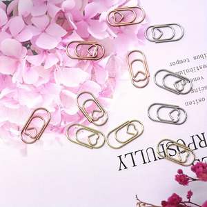 Mini clips en forme de cœur 50 mm Or Argent Or Rose Clips de papeterie en métal pour le bureau et l'école - Product Image 1