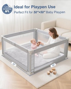 Tapis de jeu pour bébé en velours corail ultra doux, antidérapant, avec fond en mousse épaisse, 50x50, tapis de parc pour bébé, rembourré pour nourrissons, enfants et tout-petits - Product Image 4