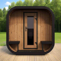 Sauna commercial extérieur moderne pour 6 personnes, design cube, électrique, à vapeur, à bois, sec, 15KW, en bois massif de pruche