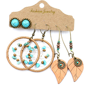 Bohemian Fashion Dangle Earrings Set With Tassels Feather Alloy <b>Drop</b> Earrings For Women Party Jewelry Accessories - Product Image 2