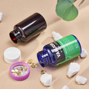 HDPE PET PS emballage <span class=keywords><strong>pharmacie</strong></span> bouteille en plastique personnalisé givré doux au toucher vitamine pilule bouteille avec blanc CRC bouchon à vis - Product Image 4