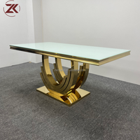 ZKAI Table de mariage moderne et glamour pour les mariés, miroir doré en acier inoxydable, table géométrique pentagonale pour événements de mariage