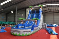 Toboggan aquatique gonflable commercial extérieur de 9 m en PVC/vinyle bleu avec piscine intégrée pour enfants, idéal pour la maison ou l'école