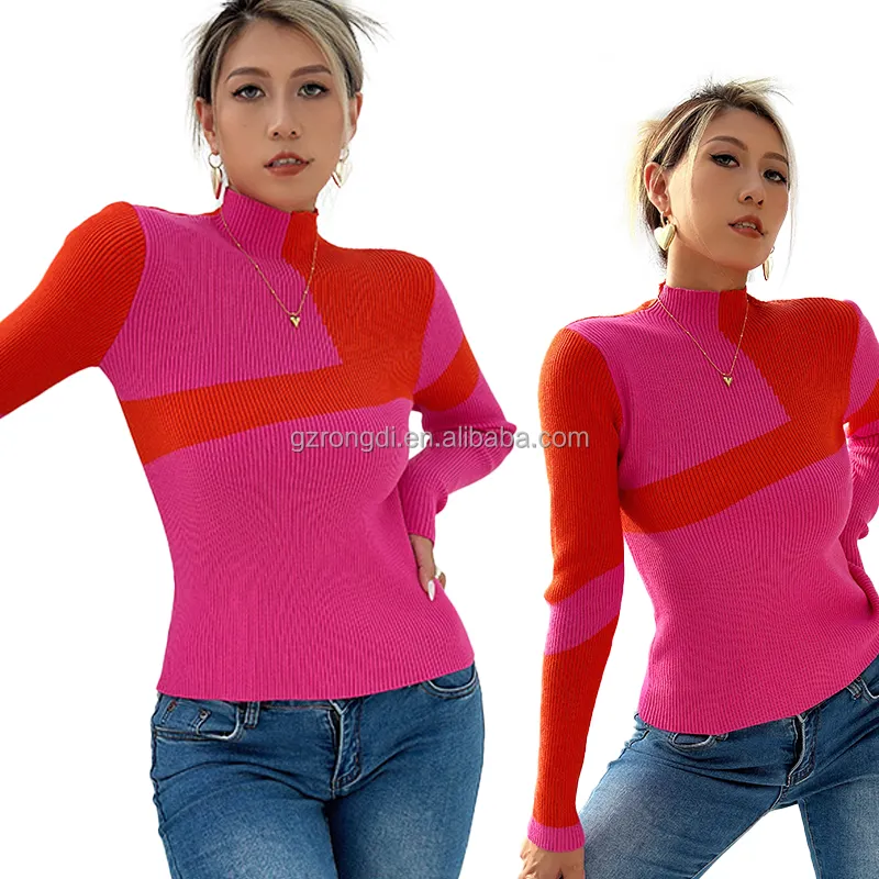 Женский жаккардовый свитер с длинным рукавом