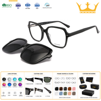 Lunettes de soleil classiques surdimensionnées à monture carrée en acétate, à clipser, mode, unisexe, verres polarisés TAC avec protection UV